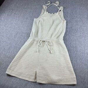 Universal Thread Cream Knit Romper with Tie On‎ Back & Adjustable Waist